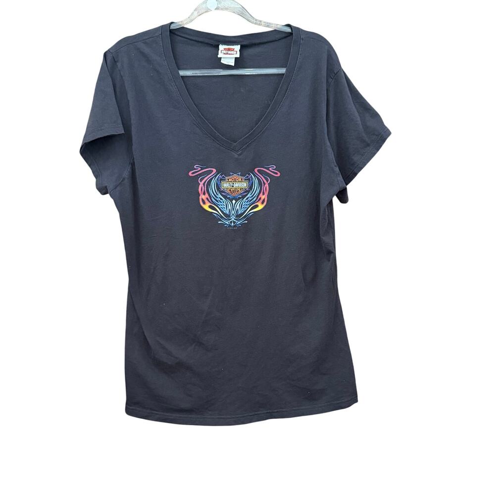 Harley Davidson Womens 3X Colorful Logo Graphic Tee Biker Grunge Motorycle